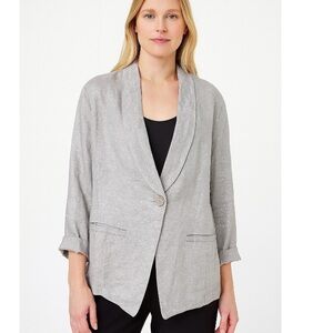 Eileen Fisher Twinkle Linen Shawl Collar Jacket Blazer Career Office Large NWT